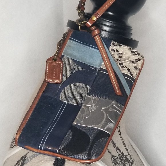 Coach Denim Patchwork Wristlet - Picture 7 of 8